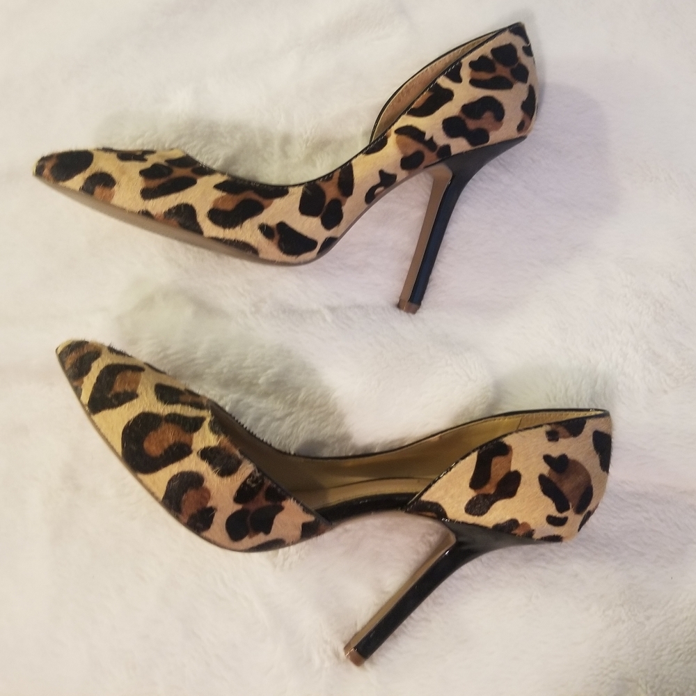 BCBG Calf Hair Leopard Print Heels